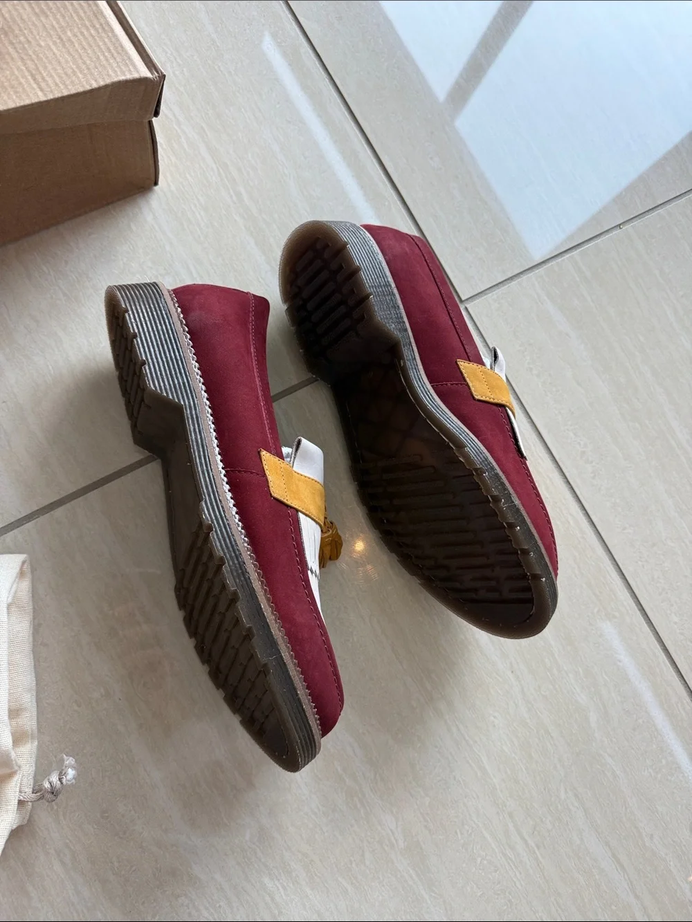KIDSUPER STUDIOS x Cocker Colorblock Tassel Loafers - Burgundy, White & Mustard